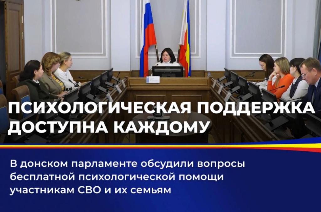 В донском парламенте обсудили вопросы бесплатной психологической помощи участникам СВО и их семьям