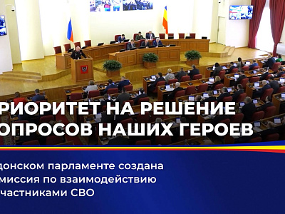 В донском парламенте создана комиссия  по взаимодействию с участниками СВО